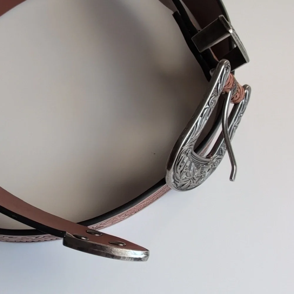 Brown Embossed Faux Leather Pleather Cowgirl Cowboy Western Tooled Belt